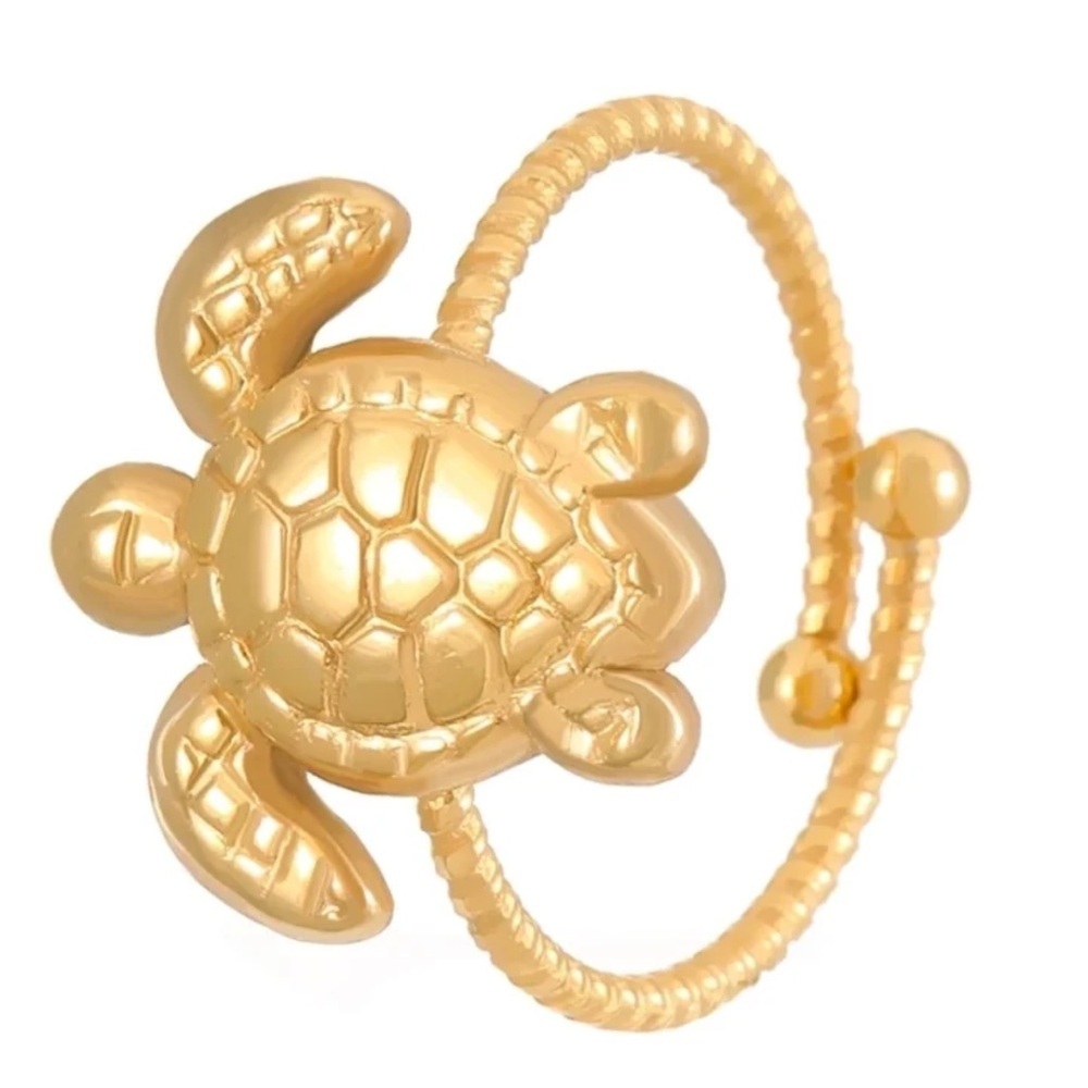 Stylish Gold Turtle Adjustable Ring - NWOT